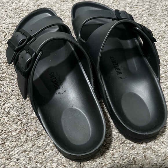 Birkenstocks Black Double Buckle Slide Sandals Unisex W 8 8.5 M 6 6.5 - Picture 8 of 13